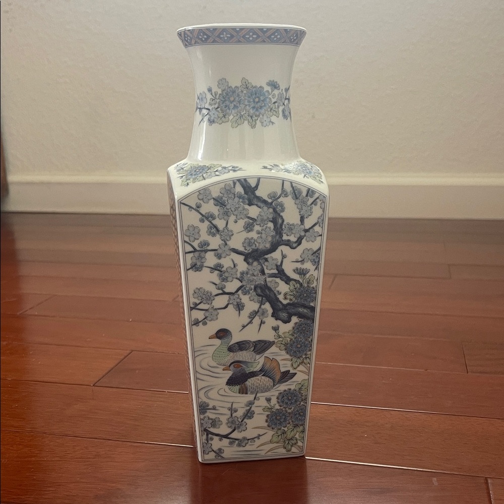 Vintage Japanese Blue and White Porcelain Vase